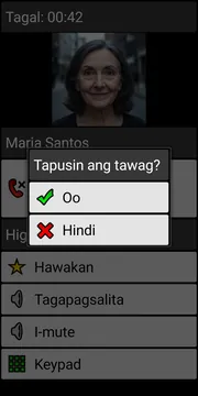 BIG Phone end call dialog screenshot