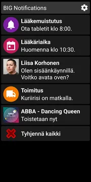 BIG Notifications tumman teeman ilmoitusluettelo