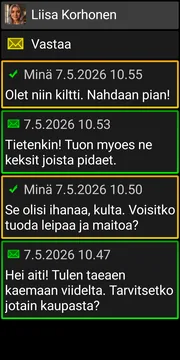 BIG SMS tumman teeman keskustelunäyttö