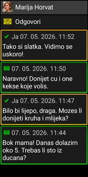 Zaslon razgovora BIG SMS-a s tamnom temom