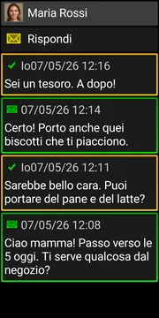 Schermata di conversazione di BIG SMS con tema scuro
