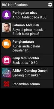 Senarai pemberitahuan tema gelap BIG Notifications