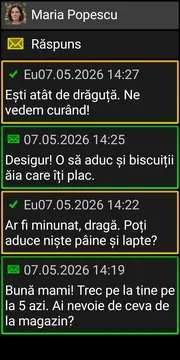 Ecranul de conversație BIG SMS cu temă întunecată