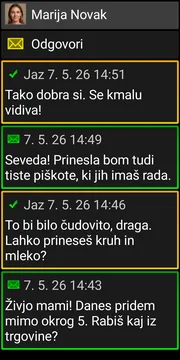 Zaslon pogovora BIG SMS v temni temi