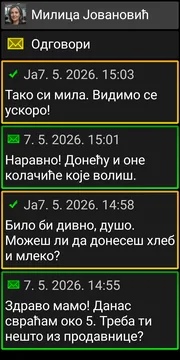 Ekran za razgovor BIG SMS-a u tamnoj temi