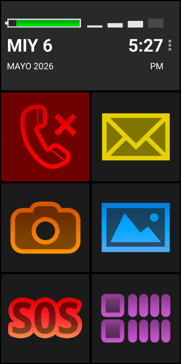 BIG Launcher home screen na may madilim na tema at animasyon ng missed call