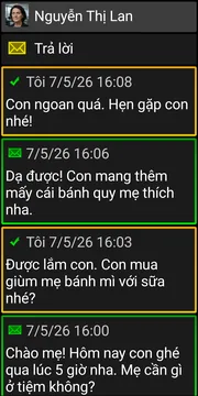 Màn hình hội thoại của BIG SMS chủ đề tối