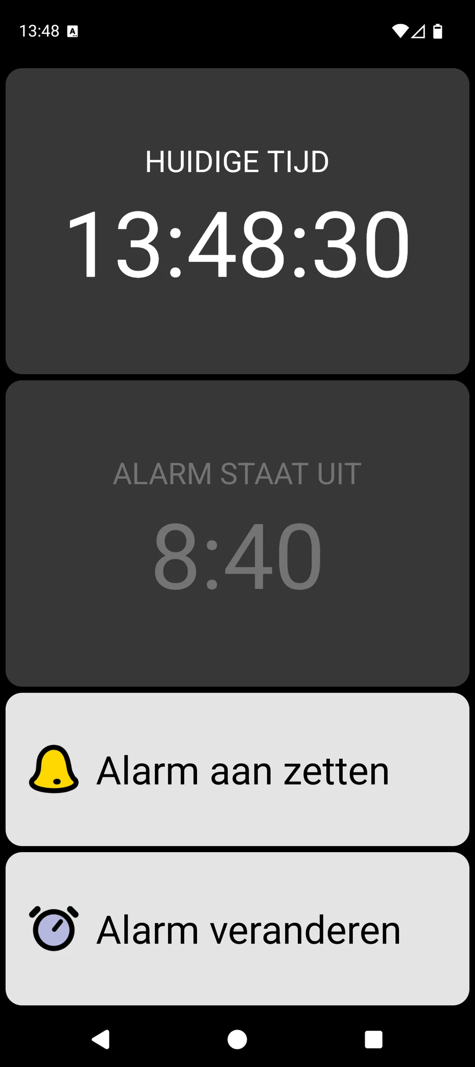 BIG Alarm-scherm met grote tijdweergave en grote alarmknoppen