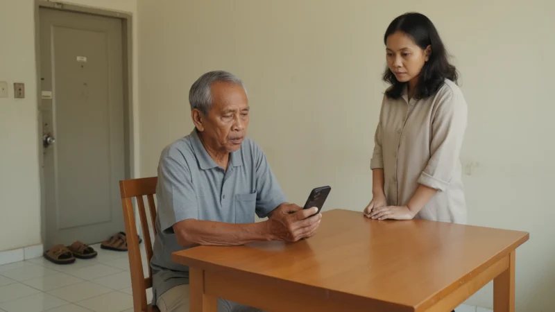 Buka obrolan WhatsApp keluarga dari tombol layar utama yang besar