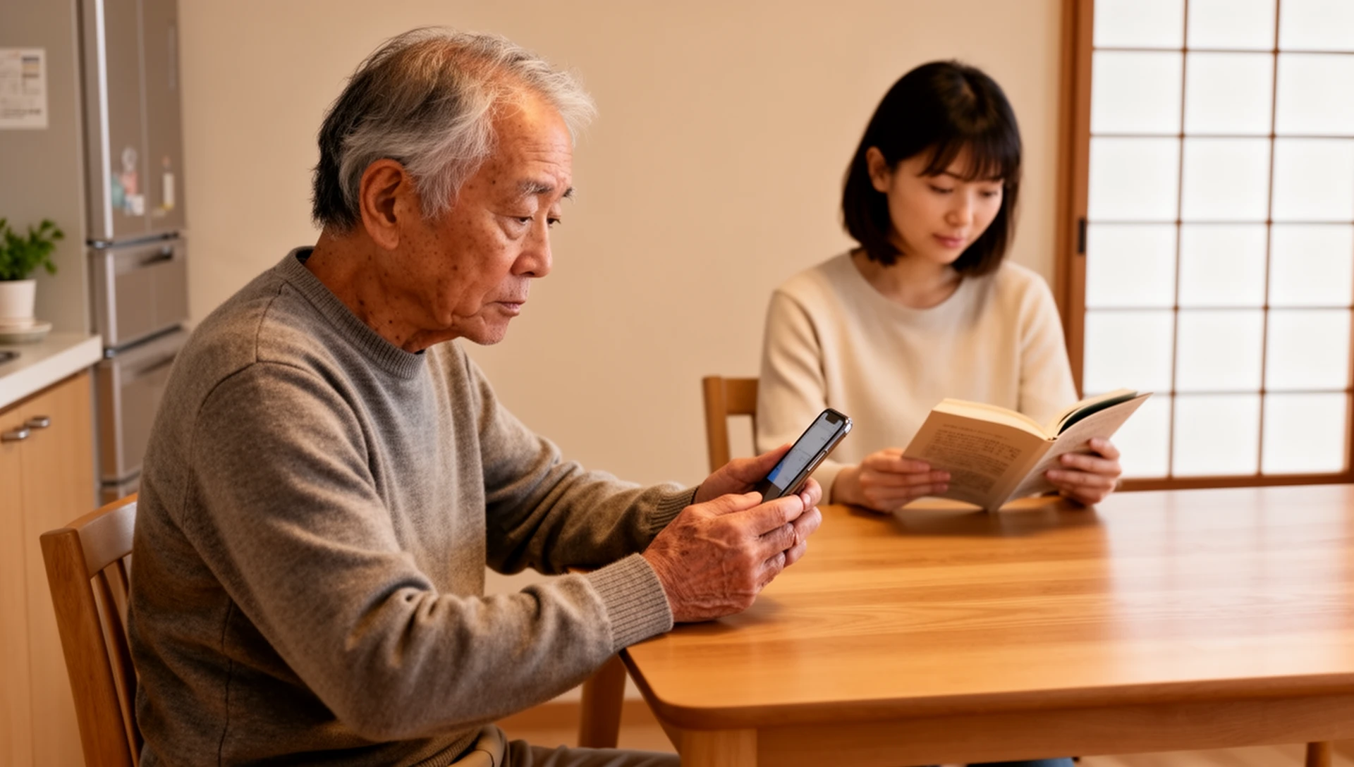 大きなホーム画面ボタンから家族のWhatsAppチャットを開く