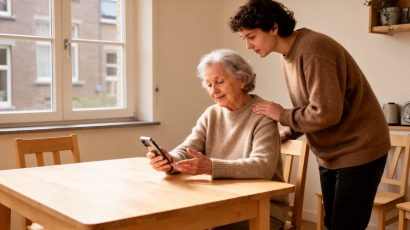 Open een familie WhatsApp-chat via een grote knop op het startscherm