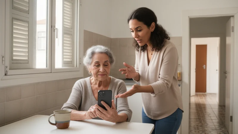Abrir uma conversa de família do WhatsApp a partir de um botão grande no ecrã inicial