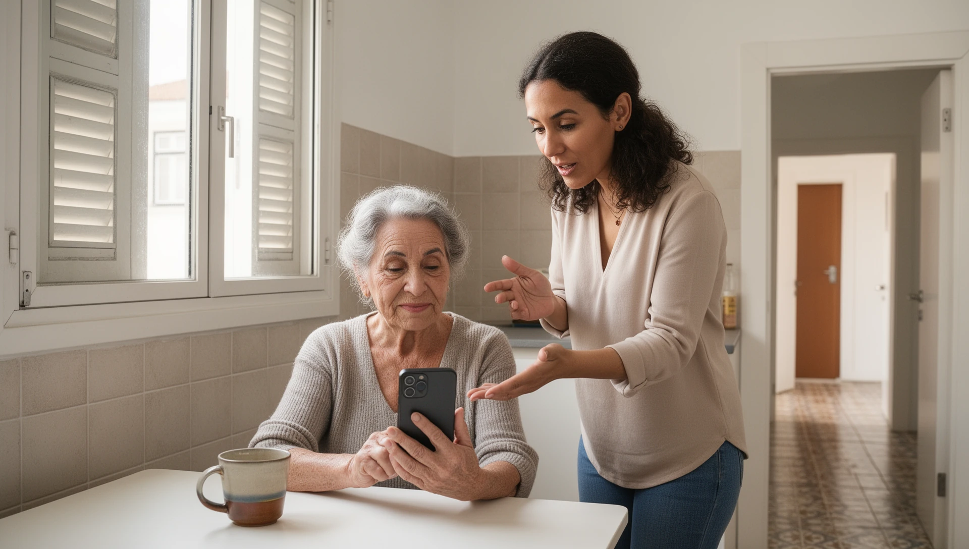 Abrir uma conversa de família do WhatsApp a partir de um botão grande no ecrã inicial