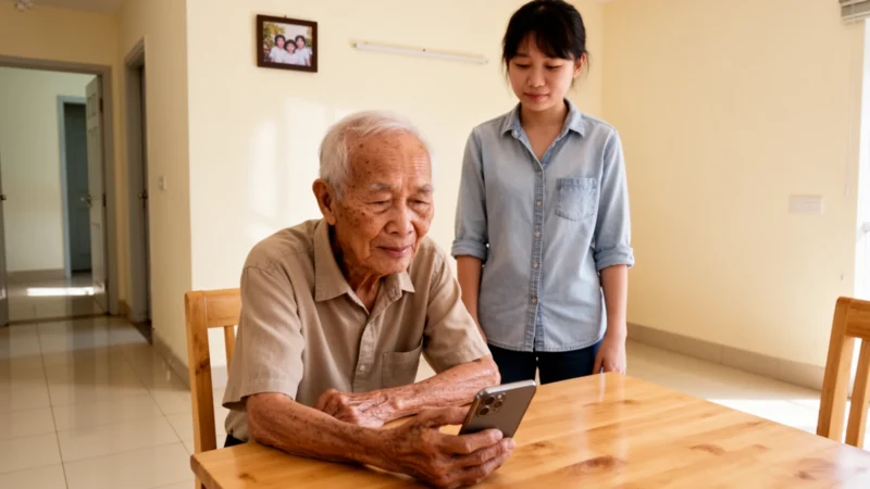 Mở cuộc trò chuyện WhatsApp gia đình từ nút màn hình chính lớn